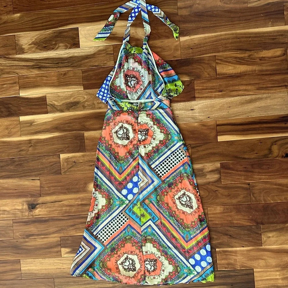 Freshine Halter Backless Maxi Flowy Printed Dress size Large - Picture 5 of 7